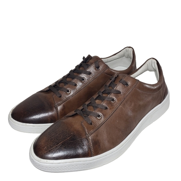 Sandro Moscoloni Brown Lace-Up Low Top Fashion Sneakers Sz 12D - Picture 1 of 8
